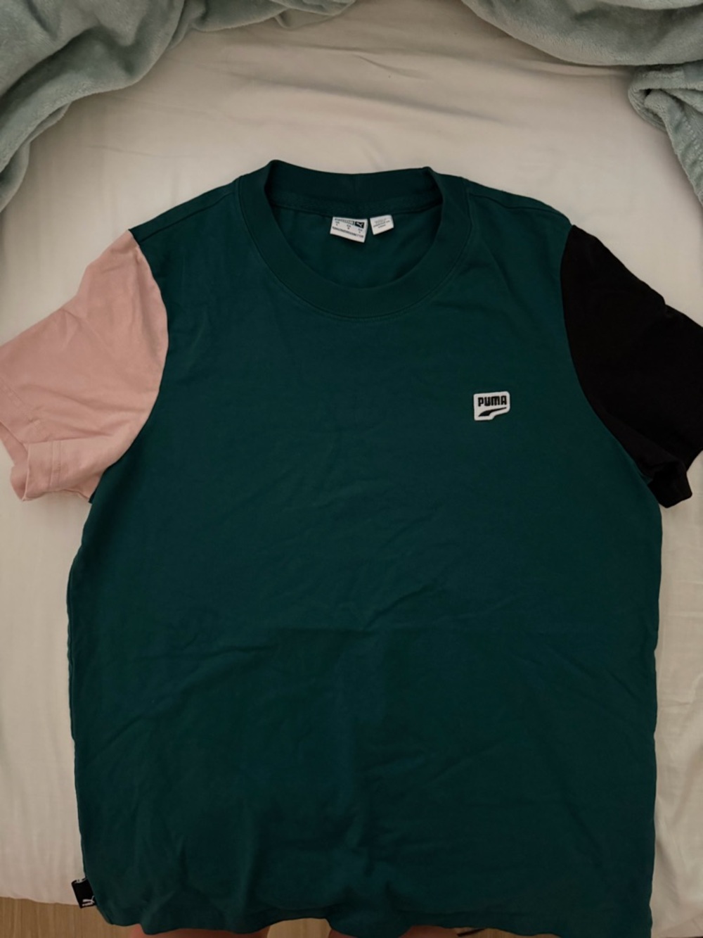 Puma Colorblock Tee with Pink & Black Sleeves